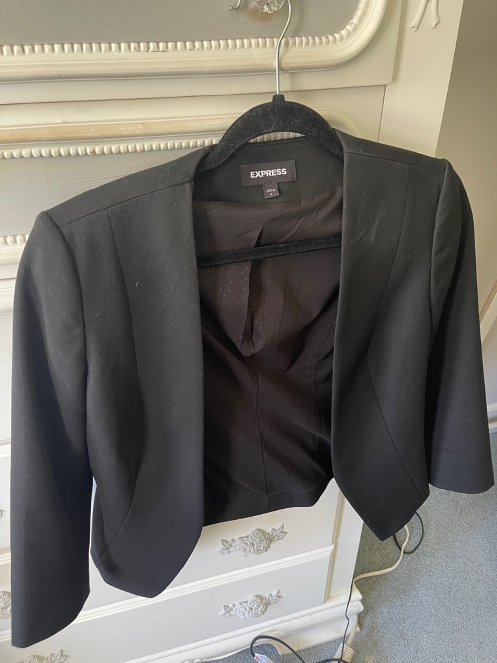 Express Black Cropped Open-Front Blazer